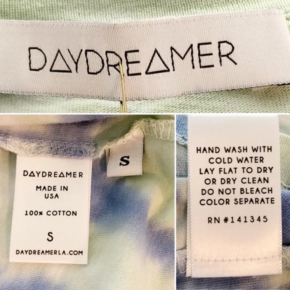NWT DAYDREAMER 100% Cotton Green Iris Tie Dye Boxy Crop Tee Top Size Small - Picture 12 of 15